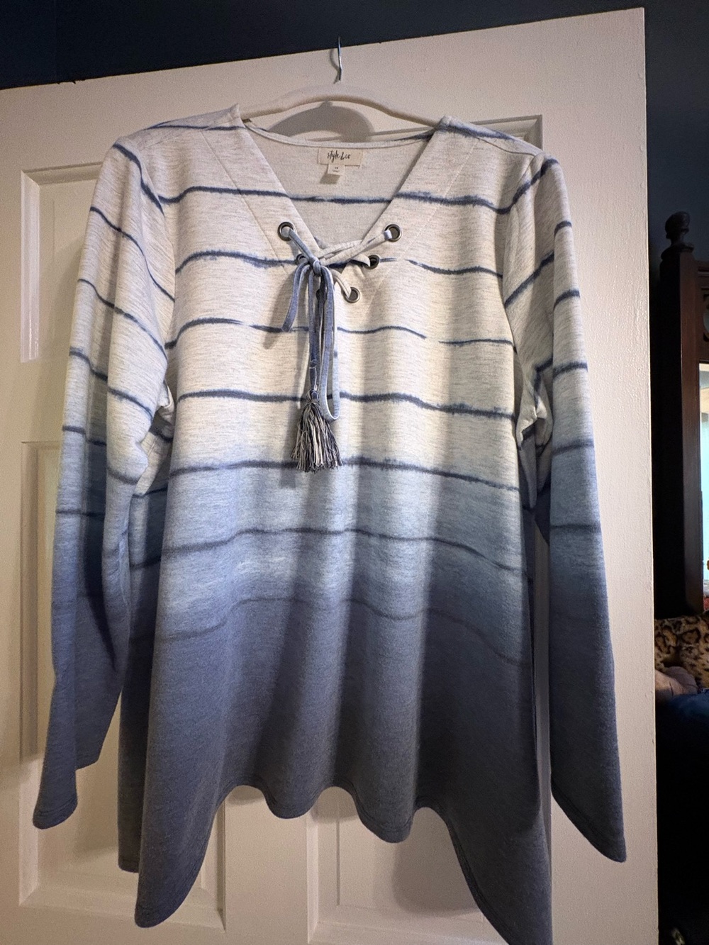 Blue Ombre Lace-Up Women's Top by Style & Co.